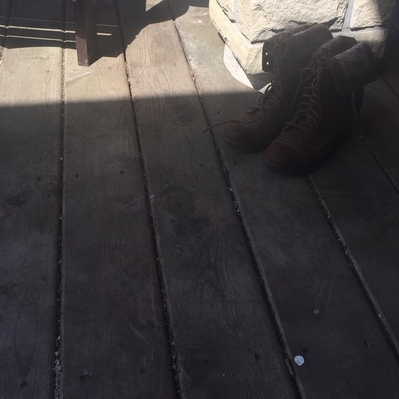 Dark Brown Boots with knit material on inside - Picture 2 of 5